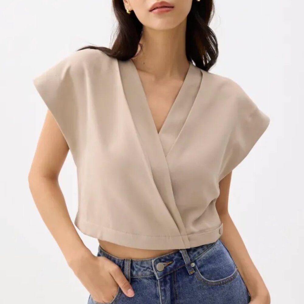 NWT Love Bonito Cropped V-neck Wrap Top